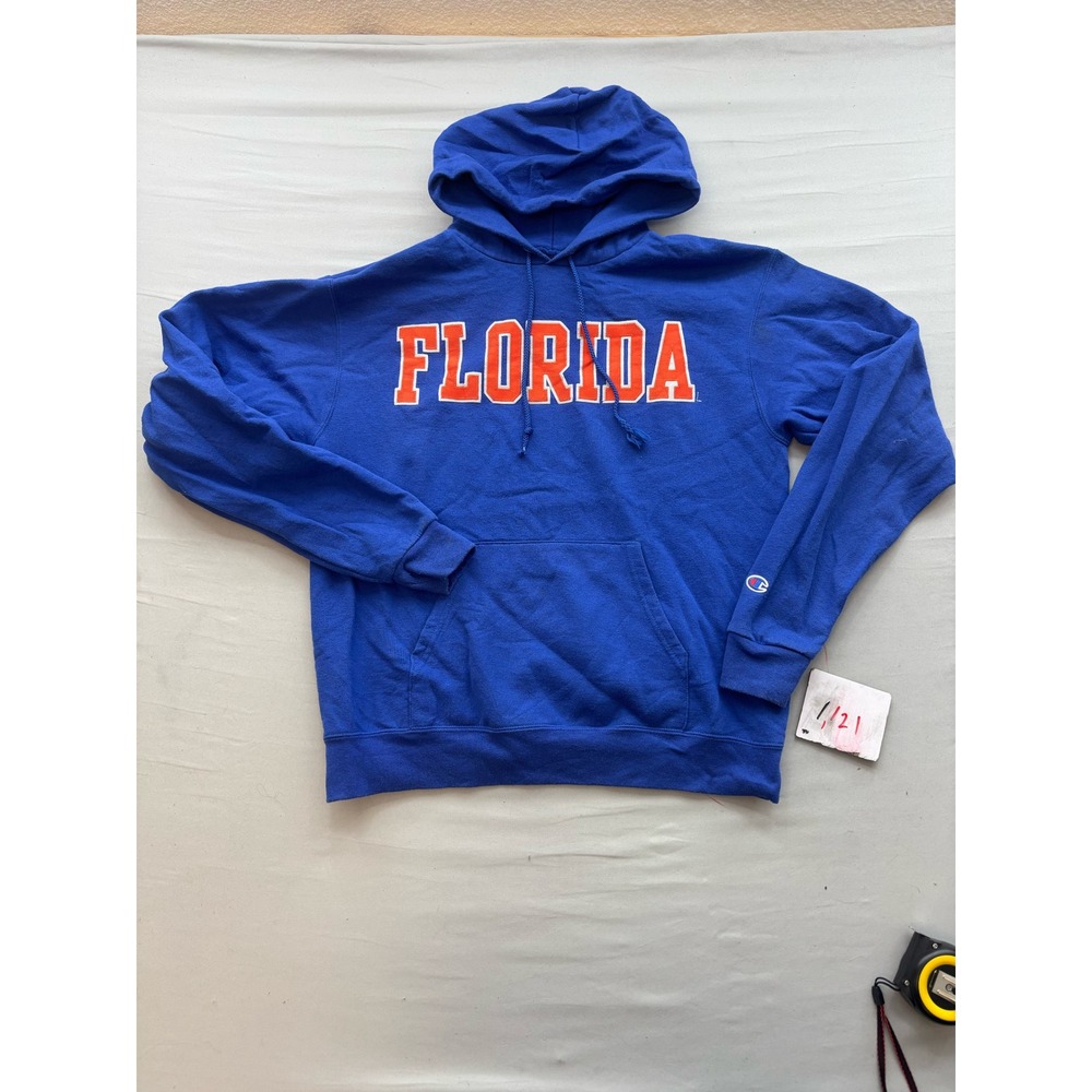 Champion Florida Gators Hoodie Blue Orange Spellout Pullover Sweatshirt Mens L